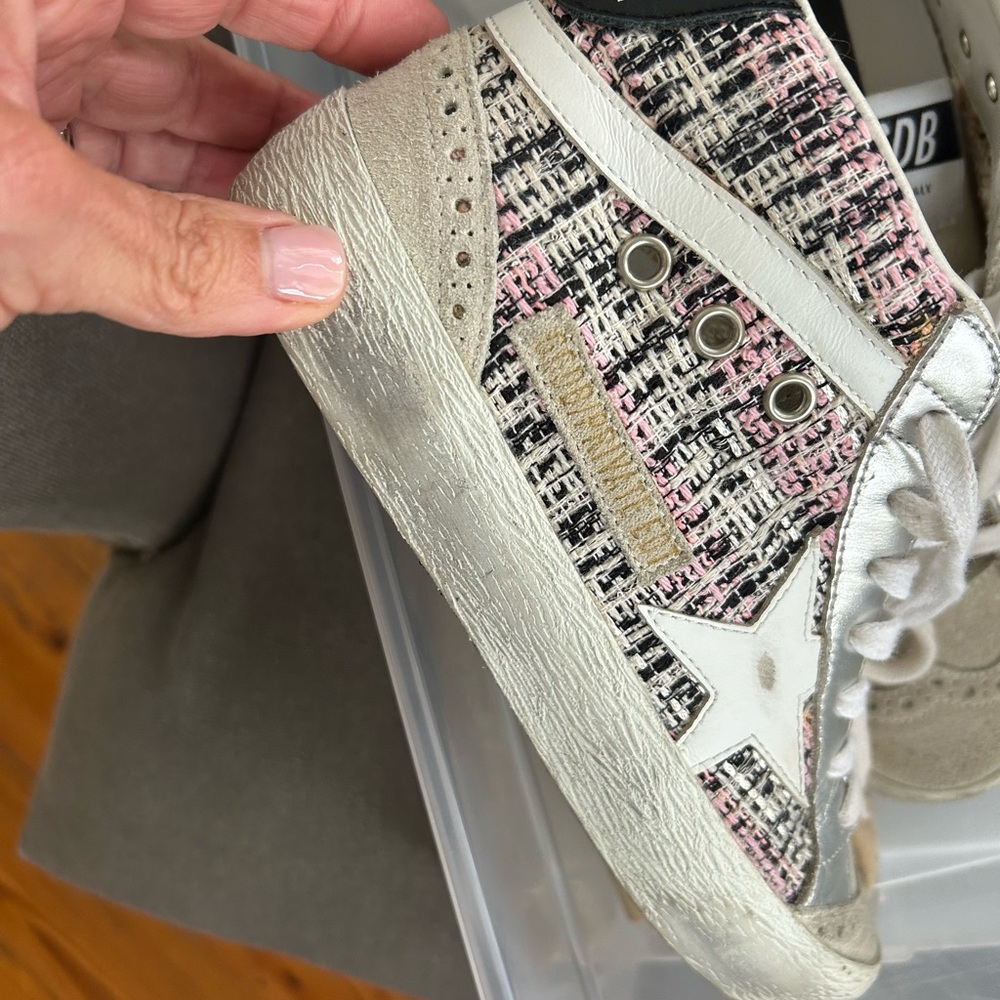 Golden Goose Star Boucle and laminate leather midstars